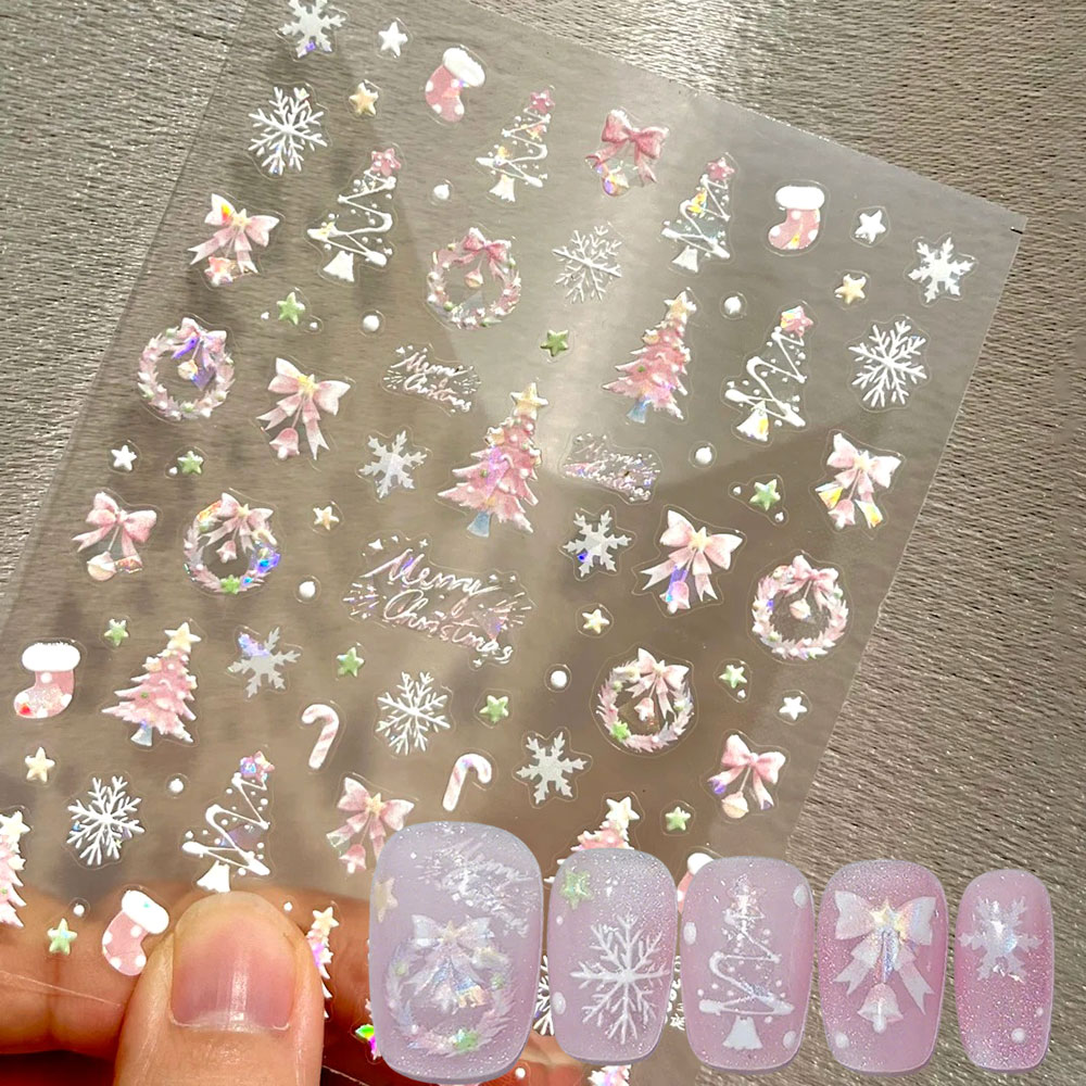 1pcs Aurora Pink Christmas Tre - Nail Art Xmas Tree ulasan dan harga