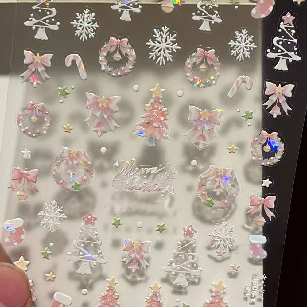 1pcs Aurora Pink Christmas Tre - Nail Art Xmas Tree ulasan dan harga