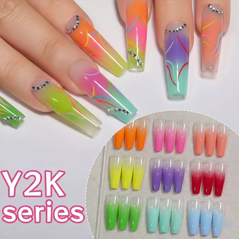 Summer Nine-Square Neon Nail G - Nail Art Rainbow ulasan dan harga