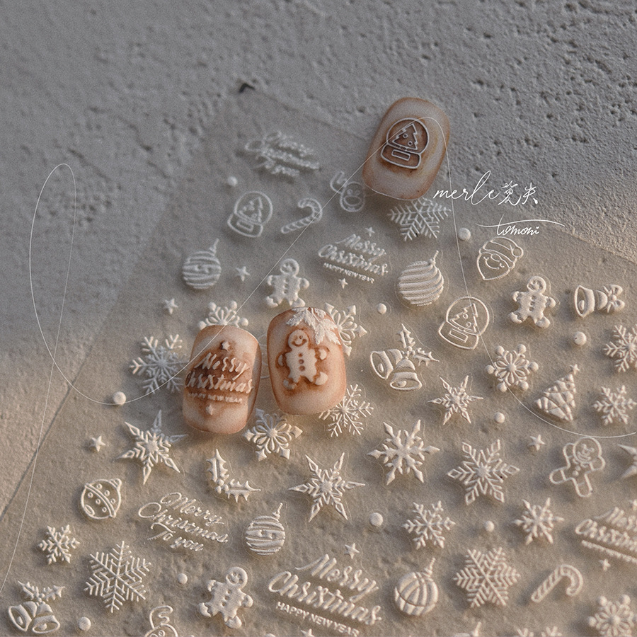 5D Relief Pure White Merry Chr - Nail Art Xmas Tree ulasan dan harga