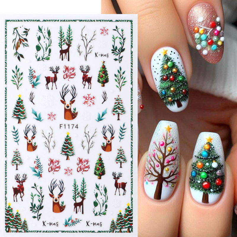 2pcs Festive Christmas Nail St - Nail Art Xmas Tree ulasan dan harga