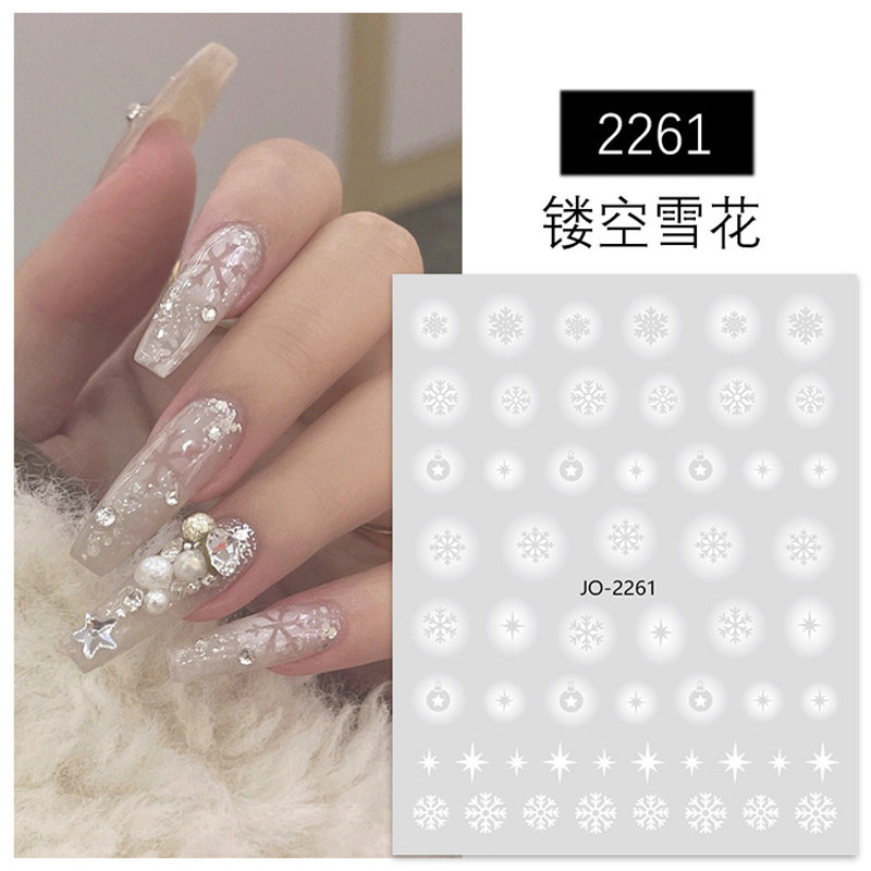 Nail Art 3d Decals White Hollo - Nail Art Xmas Tree ulasan dan harga