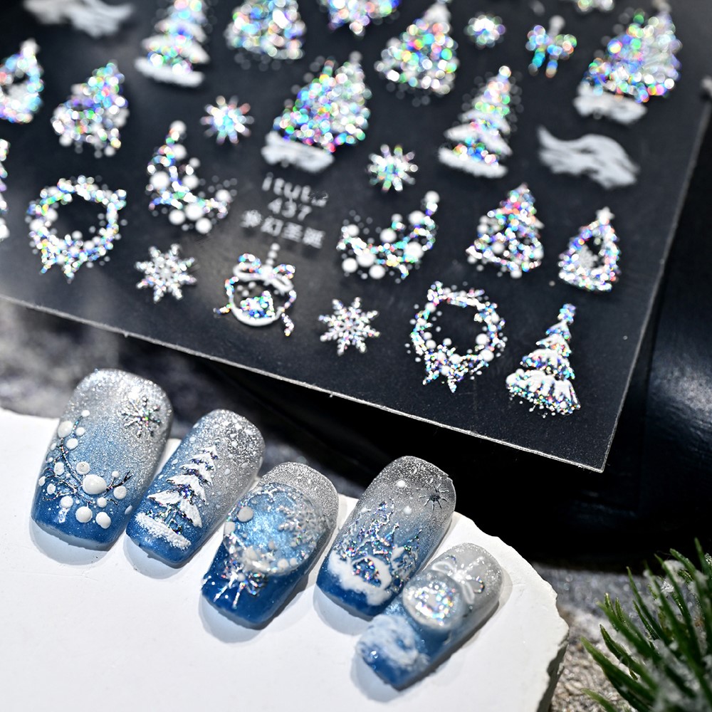 5D Embossed Gold Castle/Garlan - Nail Art Xmas Tree ulasan dan harga