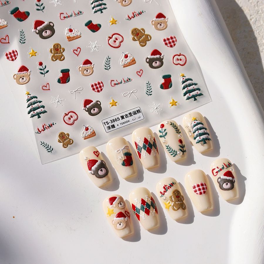 Cute Christmas Bear & Gingerbr - Nail Art Xmas Tree ulasan dan harga