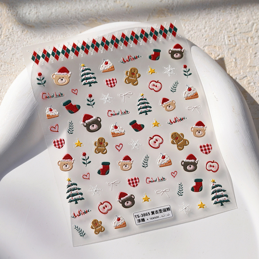 Cute Christmas Bear & Gingerbr - Nail Art Xmas Tree ulasan dan harga