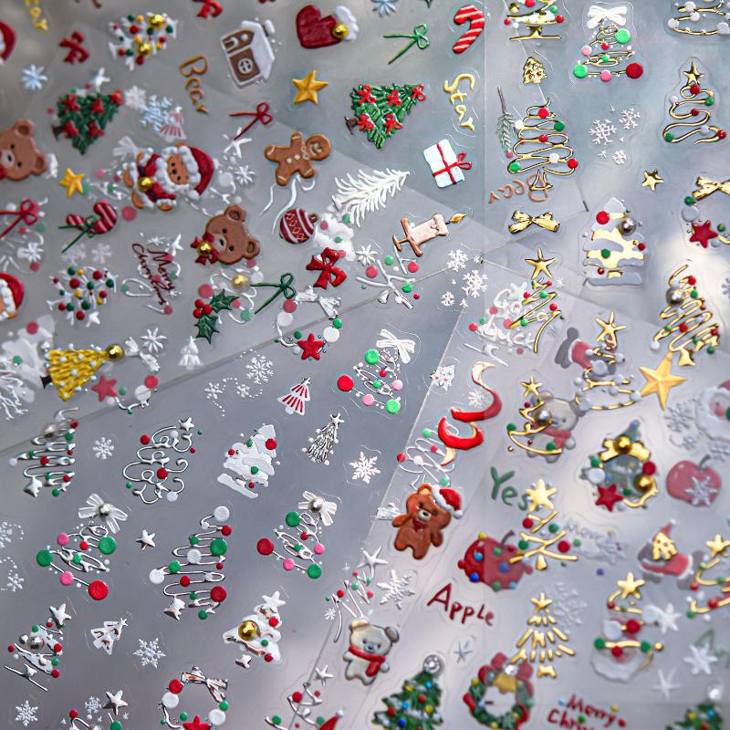 3D Christmas Nail Art Stickers - Nail Art Xmas Tree ulasan dan harga