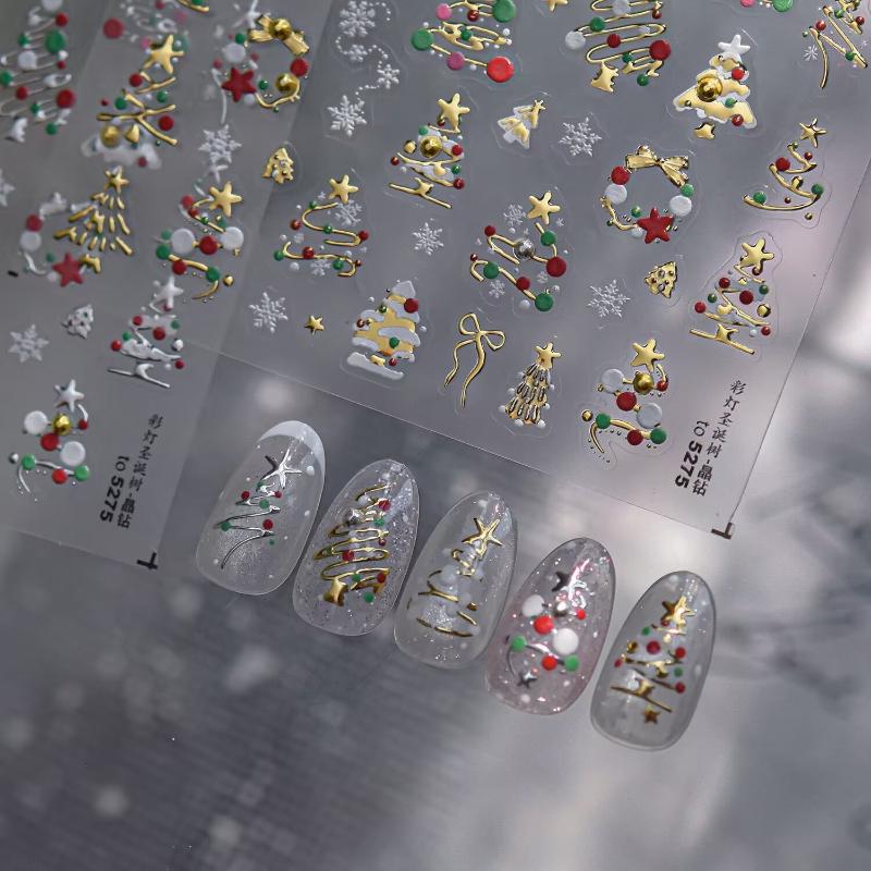 3D Christmas Nail Art Stickers - Nail Art Xmas Tree ulasan dan harga